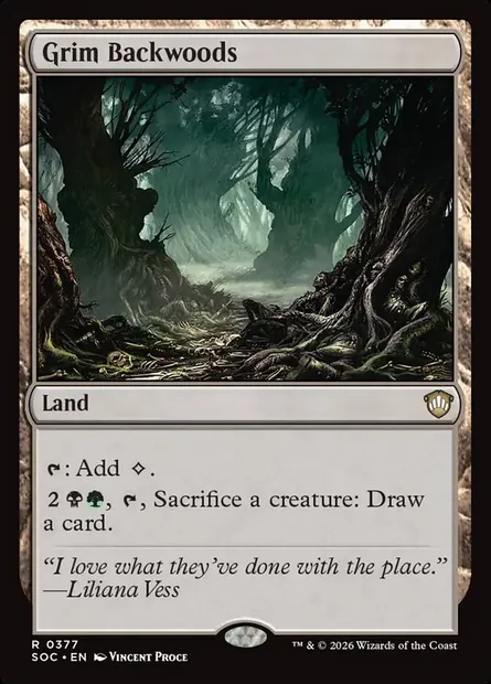 Grim Backwoods, Magic card SOC 377 — Secrets of Strixhaven Commander set