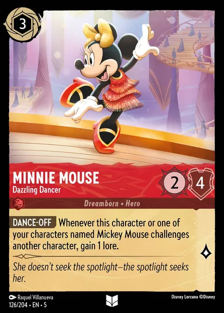 Minnie Mouse - Dazzling Dancer, Disney Lorcana card CH5-126 — Shimmering Skies set