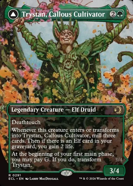 Trystan, Callous Cultivator // Trystan, Penitent Culler, Magic card ECL 291 — Lorwyn Eclipsed set