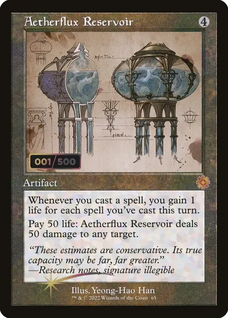 Aetherflux Reservoir, Magic card BRR 65z — The Brothers' War Retro Artifacts set