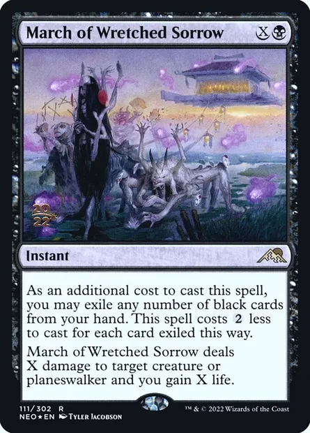 Marche du chagrin misérable, carte Magic PNEO 111s — extension Kamigawa: Neon Dynasty Promos