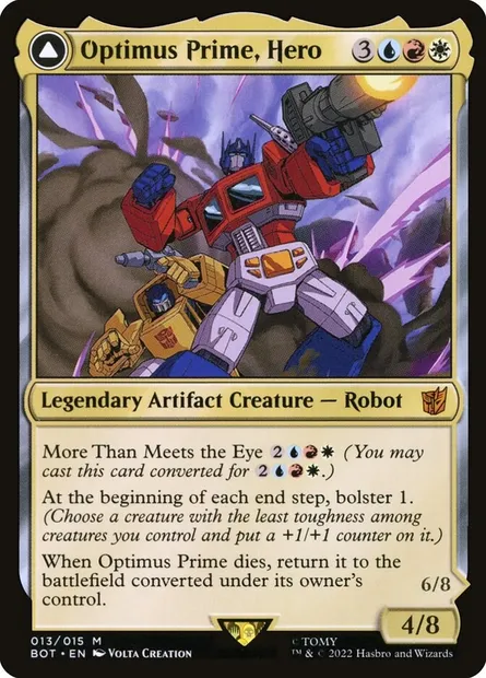 Optimus Prime, Hero // Optimus Prime, Autobot Leader, carte Magic BOT 13 — extension Transformers