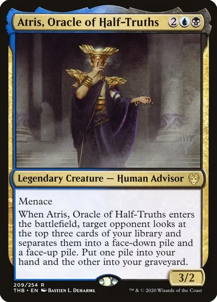 Atris, Oracle of Half-Truths, Magic card PTHB 209p — Theros Beyond Death Promos set