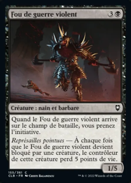 Fou de guerre violent, carte Magic CLB 155 — extension Commander Légendes : la bataille de la Porte de Baldur