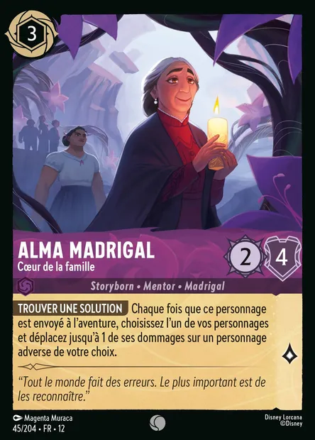 Alma Madrigal - Cœur de la famille, carte Disney Lorcana CH12-045 — extension Contrées Inconnues