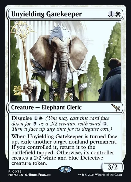 Unyielding Gatekeeper, Magic card PMKM 35s — Murders at Karlov Manor Promos set