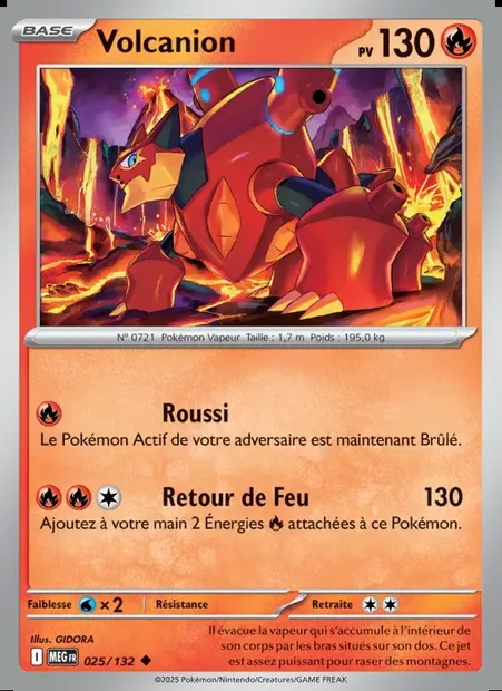 Volcanion, carte Pokémon MEG 025 — extension Méga-Évolution