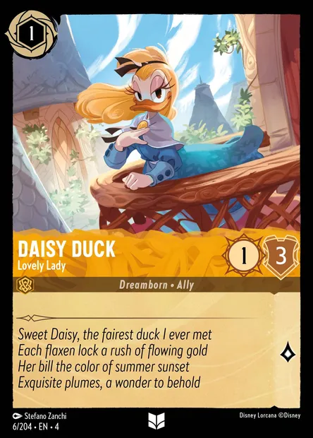 Daisy Duck - Lovely Lady, Disney Lorcana card CH4-006 — Ursula's Return set
