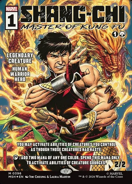 Shang-Chi, maître du kung-fu, carte Magic MSH 396 — extension Marvel Super Heroes
