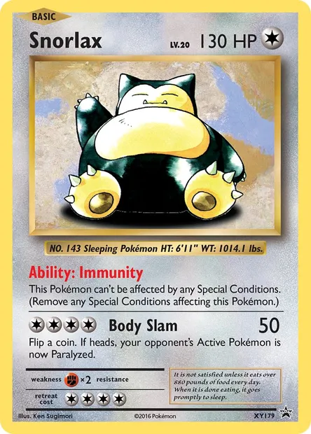 Snorlax, Pokémon card XY 179 — XY Black Star Promos set