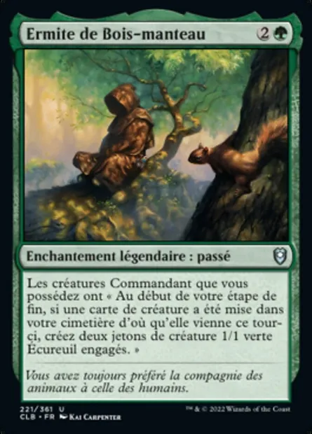 Ermite de Bois-manteau, carte Magic CLB 221 — extension Commander Légendes : la bataille de la Porte de Baldur