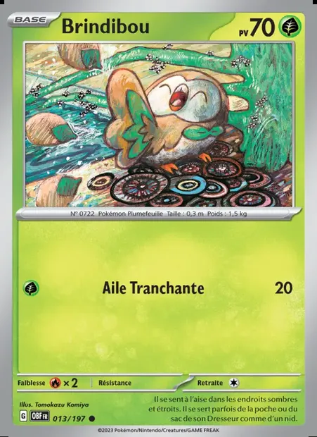 Brindibou, carte Pokémon OBF 013 — extension Flammes Obsidiennes