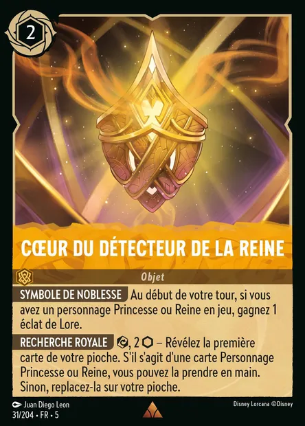 Cœur du détecteur de la Reine, carte Disney Lorcana CH5-031 — extension Ciel Scintillant