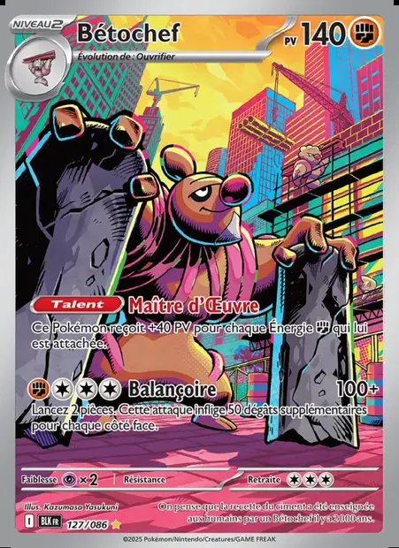 Bétochef, carte Pokémon BLK 127 — extension Foudre Noire