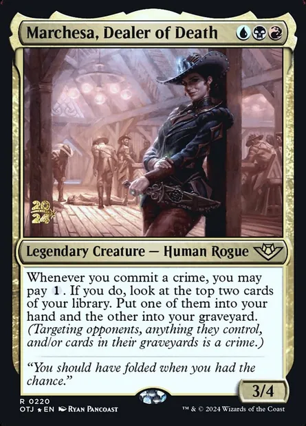Marchesa, Dealer of Death, Magic card POTJ 220s — Outlaws of Thunder Junction Promos set