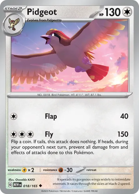 Pidgeot, Pokémon card MEW 018 — 151 set
