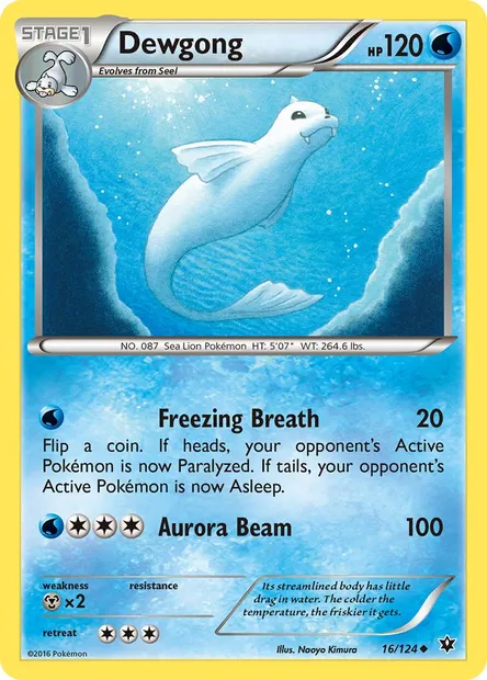 Dewgong, Pokémon card FCO 16 — Fates Collide set