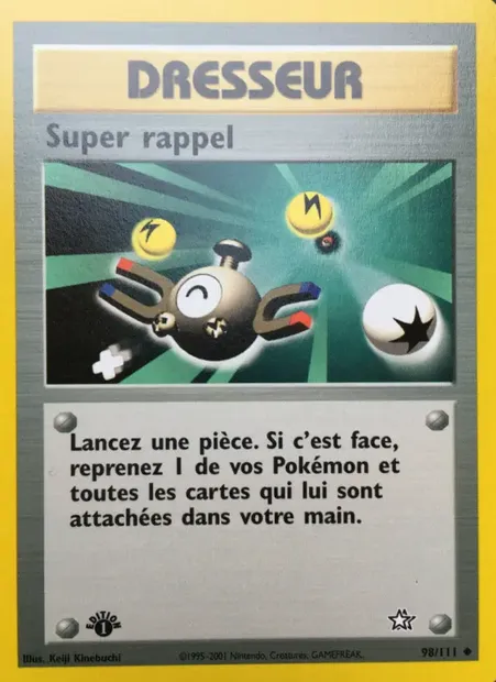 Super rappel, carte Pokémon NG 98 — extension Neo Genesis