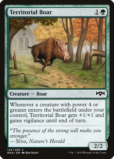 Territorial Boar, Magic card RNA 145 — Ravnica Allegiance set