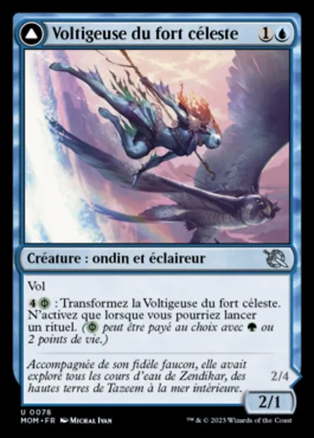 Voltigeuse du fort céleste // Envahisseuse du fort céleste, carte Magic MOM 78 — extension L'invasion des machines