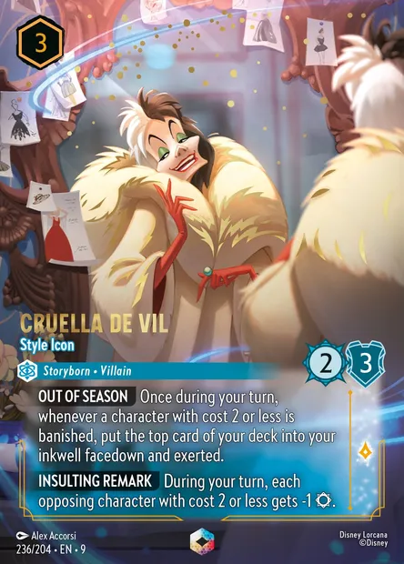 Cruella De Vil - Style Icon, Disney Lorcana card CH9-236 — Fabled set