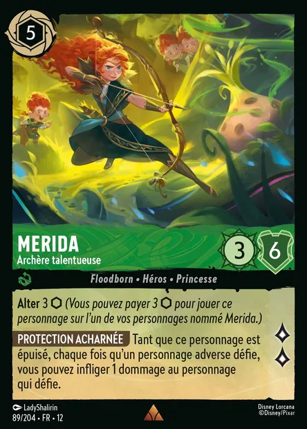 Merida - Archère talentueuse, carte Disney Lorcana CH12-089 — extension Contrées Inconnues