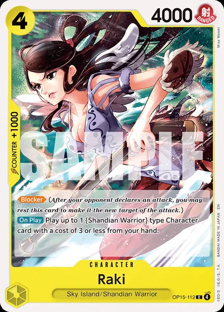 Raki, One Piece card OP15-112 — ADVENTURE ON KAMI’S ISLAND set
