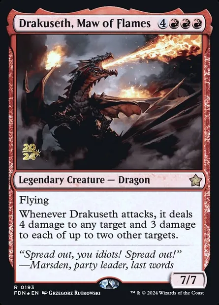 Drakuseth, gueule de flammes, carte Magic PFDN 193s — extension Foundations Promos