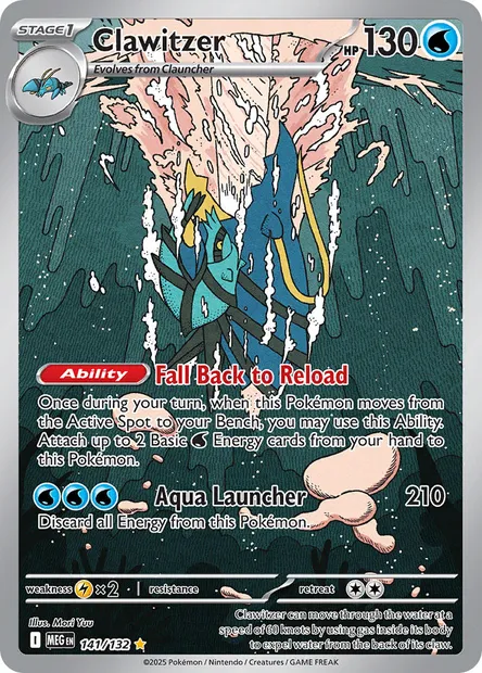 Clawitzer, Pokémon card MEG 141 — Mega Evolution set
