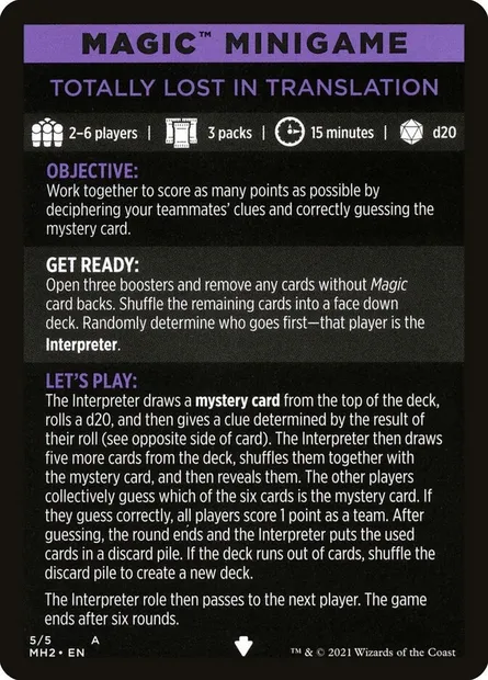 Totally Lost in Translation // Totally Lost in Translation (cont'd), Magic card MMH2 5 — Modern Horizons 2 Minigames set