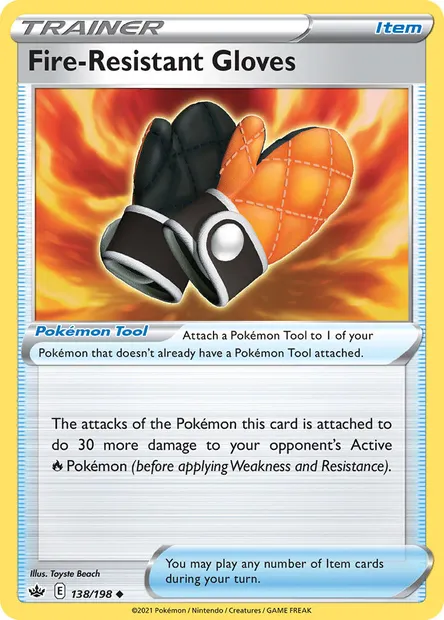 Fire-Resistant Gloves, Pokémon card CRE 138 — Chilling Reign set
