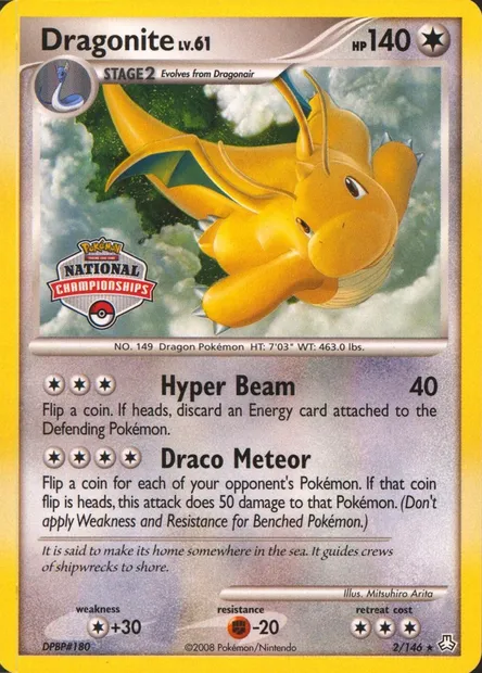 Dragonite Lv.61, carte Pokémon LGP 002-2 — extension League Promos