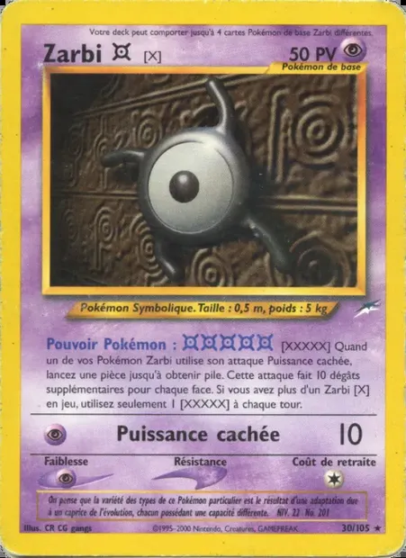 Zarbi X, carte Pokémon NDE 30 — extension Neo Destiny