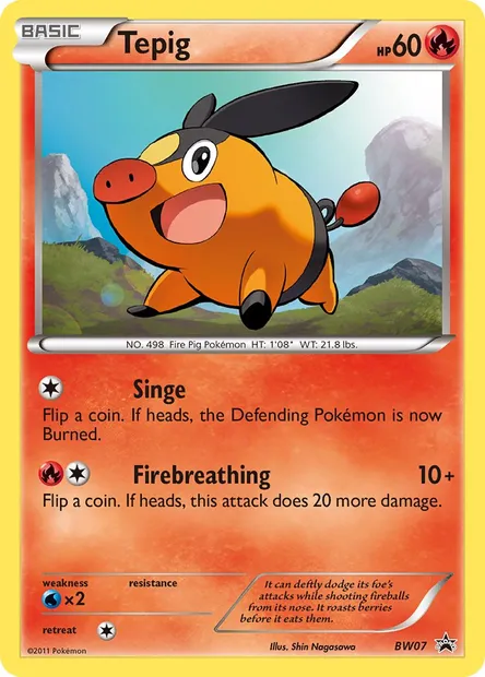 Tepig, Pokémon card BW 07 — BW Black Star Promos set