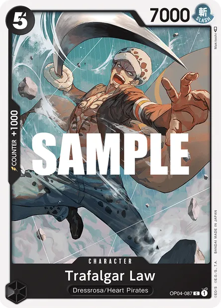 Trafalgar Law, One Piece card OP04-087 — KINGDOMS OF INTRIGUE set