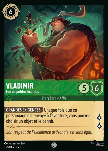 Vladimir - Fan de petites licornes, carte Disney Lorcana CH10-075 — extension Lueurs dans les Profondeurs