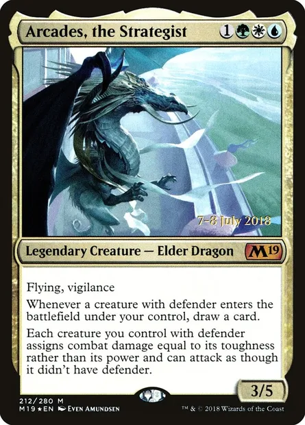 Arcades, le stratège, carte Magic PM19 212s — extension Core Set 2019 Promos