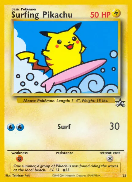 Surfing Pikachu, Pokémon card WP 28 — Wizards Black Star Promos set