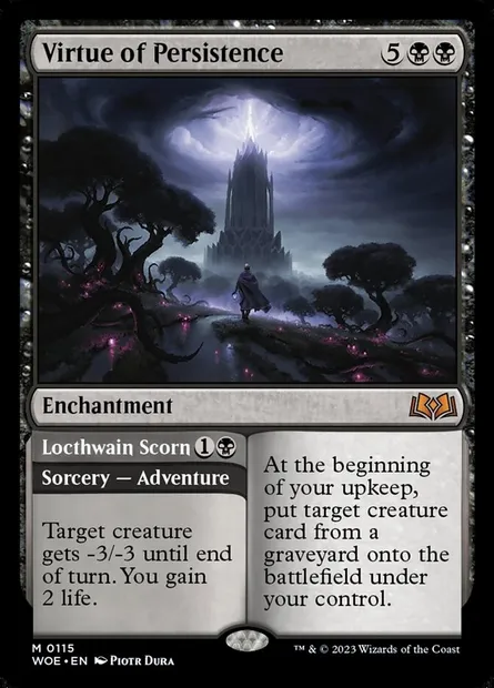 Virtue of Persistence // Locthwain Scorn, Magic card WOE 115 — Wilds of Eldraine set