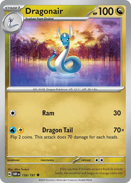Dragonair, Pokémon card OBF 158 — Obsidian Flames set