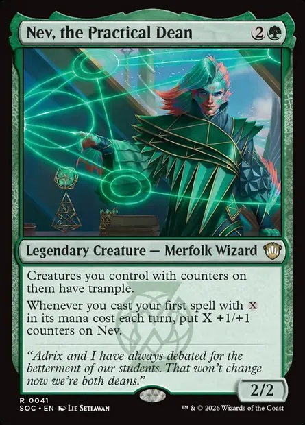 Nev, the Practical Dean, Magic card SOC 41 — Secrets of Strixhaven Commander set