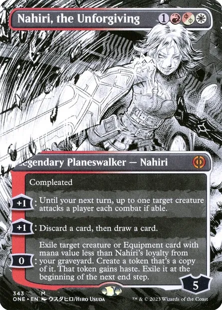 Nahiri, the Unforgiving, Magic card ONE 343 — Phyrexia: All Will Be One set