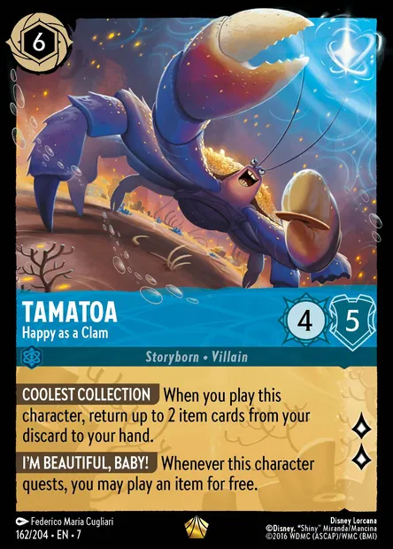 Tamatoa - Happy as a Clam, Disney Lorcana card CH7-162 — Archazia's Island set