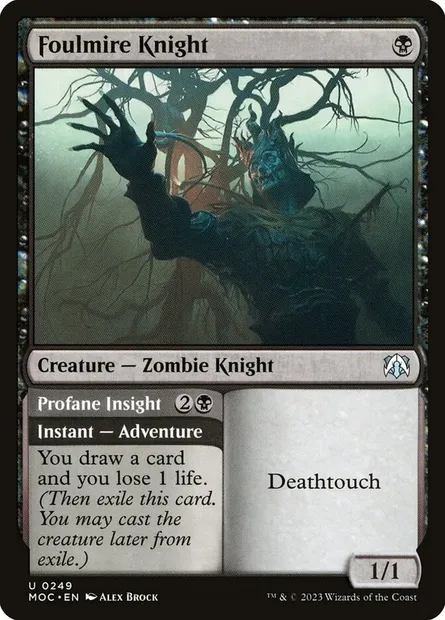Foulmire Knight // Profane Insight, Magic card MOC 249 — March of the Machine Commander set