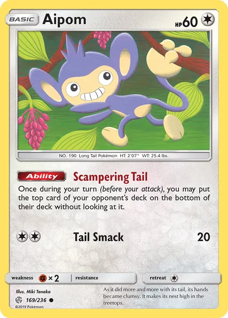 Aipom, Pokémon card CEC 169 — Cosmic Eclipse set