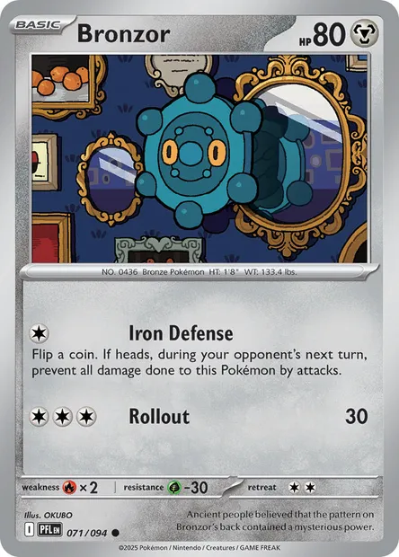 Bronzor, Pokémon card PFL 071 — Phantasmal Flames set