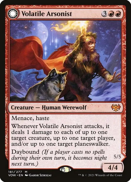 Volatile Arsonist // Dire-Strain Anarchist, Magic card VOW 181 — Innistrad: Crimson Vow set