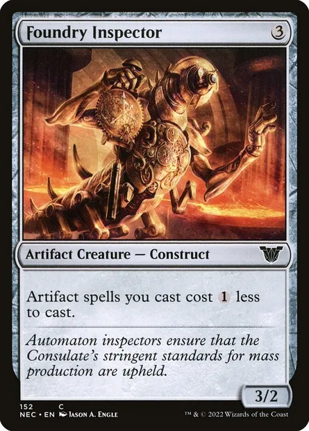 Foundry Inspector, Magic card NEC 152 — Neon Dynasty Commander set