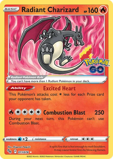 Radiant Charizard, Pokémon card PGO 011 — Pokémon GO set