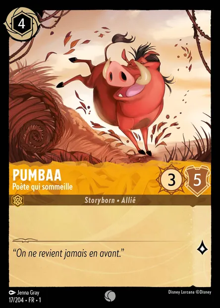 Pumbaa - Poète qui sommeille, carte Disney Lorcana CH1-017 — extension Premier Chapitre